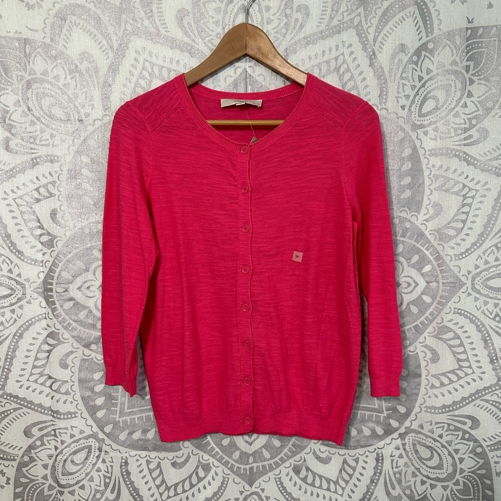 Nwt $75 Loft by Ann Taylor Button Down Pink Cardigan Knit Sweater Shirt Top S P